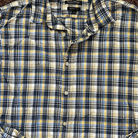 Banana Republic Grant Fit Plaid Button Down Long Sleeve Button Down Shirt Large - Picture 2 of 12